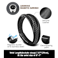 Miniatyrbillede 3 af 5: Premium Ægte Læderarmbånd [Flet] til Mænd i Sort & Brun | Forskellige Længder | Magnetisk Rustfrit Stål Lås | Fantastisk Gaveidé black 19cm