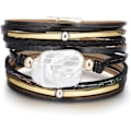 Miniatyrbild 3 av 5: Leopard Armband för Kvinnor, Boho Läder Wrap Multi-Layer Pärla Kristall Armband Smycken A5Black Leather(Pearl) A7Feather