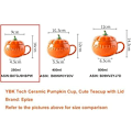Miniatyrbilde 2 av 8: YBK Tech Søt Gresskar Kopp, Keramisk Kaffe Krus, 8.5oz Te Kopp med Lokk (Kopp+ Skje) Orange 250ml Cup& Spoon