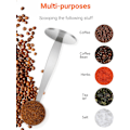 Miniatyrbild 4 av 7: WILLIZTER 2 i 1 Rostfritt Stål Kaffeskopa Tampning Dubbelfunktion Kaffesked Multifunktionsskedhållare Kaffeverktyg för Mätning och Ta Silver