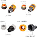 Miniatyrbillede 5 af 7: 4-pakke slangekoblingssæt i plast, rørsamlingskoblingssæt, 1/2\" slangeendeadapter, vandstopkobling, 1/2\"&3/4\" 2 i 1 hane-adapter, et Multisize Connector Suit
