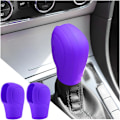 Miniatyrbild 1 av 7: Växelspaksknoppsskydd, elastiskt silikonskydd för automatisk växelspak, universellt halkfritt skydd för växelspaksknopp för män och kvinnor, V Purple