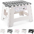 Miniatyrbild 1 av 7: Fällbar Stegpall Lättviktsplast Stegpall, 9 tum Fällbar Stegpall för Barn & Vuxna, Halksäkra Fällbara Pall för Badrum Sovrum, Plast Black 1 Pack, Gray & White