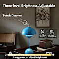 Miniatyrbillede 3 af 6: Moderne Blomsterpot Trådløs Bordlampe, Trådløs Mid Century Lampe, Sød Batteri Svampe Bordlampe, Lille Lampe til Natbord, Dæmpbar Touch Soveværelse La Blue