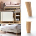 Miniatyrbillede 3 af 5: Sæt med 4 massive træ sofaben, møbelben til lænestol, sengebord, garderobe, skuffe (højde 15 cm)