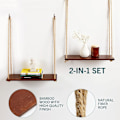 Miniatyrbild 4 av 8: Flytande hyllor - Justerbar flytande hylla väggdekoration Set med 2, Lätt, Premium trähylla från bambu, Vägghyllor för sovrum 16.9 x 5.9 x 0.47 IN
