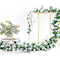 Miniatyrbilde 2 av 4: 5 stk. Blomsterkrans Falsk Roseranke Kunstig Blomst Hengende Roseeføy Hjem Hotell
