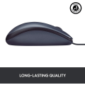Miniatyrbilde 5 av 8: B100 kablet USB-mus, 3 knapper, optisk sporing, ambidextrous PC / Mac / bærbar PC - svart