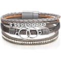 Miniatyrbilde 1 av 6: Leopardarmbånd for kvinner, Boho lær innpakning flerlags perle krystall armbånd bangle smykker B37:Double Circle(Gray) A7Feather