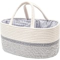 Miniatyrbilde 3 av 7: Baby Bleie Caddy Organizer, Bærbar Bomulls Tau Vevd Bleie Caddy - Barnehage Oppbevaring, DIY Kurv med Byttbare Rom, Nyfødt Dusjgave 8gugray