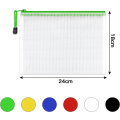 Miniatyrbillede 6 af 7: A5 Plast Zip-mapper - 24 stk. A5 Mesh Lynlåspose Plast Zip Lock-poser Dokumentmapper Fil Lynlåsposer Rejseopbevaringspose til Kontorartikler 12 Colours  24 PCS A5