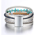 Miniatyrbild 2 av 6: Leopard Armband för Kvinnor, Boho Läder Wrap Multi-Layer Pärla Kristall Armband Smycken A7Feather A7Feather