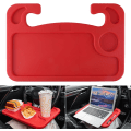 Miniatyrbilde 1 av 5: Bilratt skrivebord, rød (ABS, rektangulær), flerbruks reisebrett for å spise, bærbar PC, nettbrett, iPad, koppholder, kompatibel med de fleste biler Red