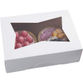 Miniatyrbilde 1 av 8: 8 tommers hvite kakebokser med vindu, automatisk popup rektangulær bakeriboks for muffins og bakverk, sjokoladedekket jordbær kartong klart lokk Trea White