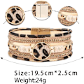 Miniatyrbillede 3 af 6: Leopard Armbånd til Kvinder, Boho Læder Wrap Multi-Layer Perle Krystal Armbånd Smykker A6Khaki Leopard A7Feather