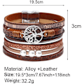 Miniatyrbillede 6 af 6: Leopard Armbånd til Kvinder, Boho Læder Wrap Multi-Layer Perle Krystal Armbånd Smykker B10Tree of Life(Brown) A7Feather