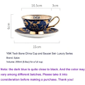Miniatyrbillede 2 af 8: ® YBK Tech Euro Style Bone China Kop & Underkop Sæt, Keramisk Te- og Kaffe Kop til Hjemmet, Køkkenet, Bryllup (Retro Blomstermønster - Mørkeblå) Retro Flower Pattern Dark Blue