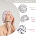 Miniatyrbillede 4 af 8: 3-pak Mikrofiber Hårhåndklæde Wrap Superabsorberende Hurtigtørrende Hår Turban Håndklæder med Knapper Mikrofiber Håndklæder til Kvinder Pige Lang Krøllet Vådt Hår Small Stripes 65 x 25cm