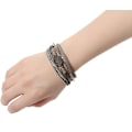 Miniatyrbild 5 av 5: Leopard Armband för Kvinnor, Boho Läder Wrap Multi-Layer Pärla Kristall Armband Smycken B20Grey Stone(Short) A7Feather