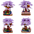 Miniatyrbillede 7 af 7: Lilla Blomster Sakura Træhus Byggeklodssæt, 2200 Stykker Kirsebærblomst Mini Mikro Klodser Kit, Gave til Voksne 14+ Børn (Med Lys Purple Sakura