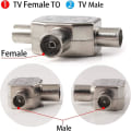 Miniatyrbillede 4 af 5: Kabel-tv-splitter koaksial stik koaksial digitalt signalantennesplitter + 2 x hun 2 x han tv-antenne koaksialkabel stikadapter 1 sæt