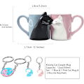 Miniatyrbilde 4 av 8: Gavekatt Kaffe Par Mugs Søte Morsomme Tekopper Sett Bryllupskrus for Bryllupsdekorasjoner Bryllupsgaver for Brud og Brudgom Kyss Matchende Gave f Black,white,blue,pink.