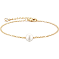 Miniatyrbild 1 av 7: Armband för kvinnor 14K guldpläterad delikat kedja enkelt smycke sött för flickor 1 Pearl 2 Layer Satellite Chain