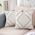 Miniatyrbilde 1 av 5: Set med 2 putetrekk 45x45cm, bohemske dekorative putetrekk moderne vevde firkantede putetrekk for sofa soverom stue, svart og hvitt