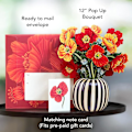 Pikkukuva 3 / 7: Freshcut Paper Pop Up -kortit, ranskalaiset kukat, 12 tuuman elinikäinen ikuinen kukkakimppu 3D-popup-onnittelukortit tyhjällä muistiinpanolapuulla ja kirjekuorella French Blooms