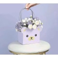 Miniatyrbild 2 av 2: 4 presentpåsar, blomsterpåsar, presentförpackning för björnteckningar, presentpåsar av vit kartong, bärkassar 17,7 * 10 * 14,5 cm (lila)