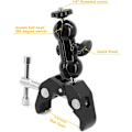 Miniatyrbillede 2 af 5: Kuglehoved Kugleled Arm Mount Multifunktion Dobbelt Kugleadapter Klemme Mount(1stk, Sort)
