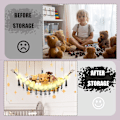 Miniatyrbillede 4 af 8: Dyre hængekøje med LED-lys, legetøjs hængekøje til opbevaring af udstoppede dyr til børneværelsesindretning, hængekøje til udstoppede dyr i hjørnet, sort Black Large(Package of 1)