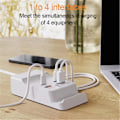 Miniatyrbillede 2 af 3: 4 Port USB-oplader 20W hurtigopladningshub med telefonholder til flere enheder
