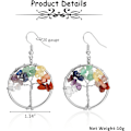 Miniatyrbilde 6 av 7: Kvinners sølv Livets tre dråpe øreringer 7 Chakra Matural Tumbled Gemstone Wire Wrapped Crystal Dangle Dangly øreringer for jenter damer Bohemian J
