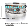 Miniatyrbild 3 av 6: Leopard Armband för Kvinnor, Boho Läder Wrap Multi-Layer Pärla Kristall Armband Smycken A7Feather A7Feather