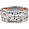 Miniatyrbillede 1 af 6: Leopard Armbånd til Kvinder, Boho Læder Wrap Multi-Layer Perle Krystal Armbånd Smykker B36:Double Circle(Silver) A7Feather