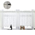 Miniatyrbillede 2 af 3: Gardiner Semi-transparente Bistro Gardiner Semi-transparente Broderi Hvide Blomster Korte Gardiner Til Køkken Stue Soveværelse Dør Gardiner Blomst 1