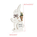 Miniatyrbillede 4 af 4: Glad Påske Ornament Træ Kanin Med Blomst På Ryggen Til Kreative Håndværk Til Hjem Soveværelse Stue Spisebord Dec