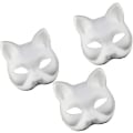 Miniatyrbillede 1 af 4: 3 stk. Katte masker Hvidt papir tomt håndmalet ansigtsmasker Diy umalet dyr halv ansigtsmasker til fødselsdagsfest favoriserer forsyninger