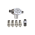 Miniatyrbild 1 av 5: Kabel-TV-splitter Koaxialkontakt Koaxial Digital Signal Antennsplitter + 2 X Hon 2 X Hane TV-antenn Koaxialkabelkontakt Adapter 1 Set