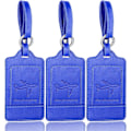 Pikkukuva 1 / 8: 3 kappaleen matkalaukkutagit, PU-nahkaiset matkalaukkutagit matkalaukuille, matkatavaralappuja nimikortin kanssa, huomattavat, kestävät, matkatarvikkeet, Li Light Blue 2.7 x 4.2 inch/6.8 x 10.7 cm