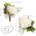 Miniatyrbillede 2 af 7: 4 stk. Hvide Rose Dame Håndled Blomster og Herre Knaphuls Corsage Velegnet til Brud og Brudepige Bryllup Prom