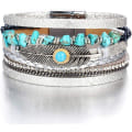 Miniatyrbild 1 av 6: Leopard Armband för Kvinnor, Boho Läder Wrap Multi-Layer Pärla Kristall Armband Smycken A7Feather A7Feather
