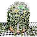 Miniatyrbillede 1 af 5: 4 stk. kunstige hængende sukkulenter Faux Burro's Tail Picks Trailing String Of Pearls Sukkulenter Falsk Greenery Blomsterarrangement