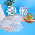 Miniatyrbillede 2 af 8: 3-pak geometriske striber form underlag harpiks forme sekskant silikone forme epoxyharpiks støbning krystal agat bakke harpiks forme kopmåtte til DIY håndværk Ho