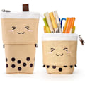 Miniatyrbillede 1 af 5: Brun-lærer Student Retractable Pencil Case Pencil Case Pencil Case til børn og piger Kawaii Polka Dot Skoleartikler (1 stk)