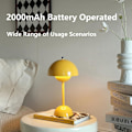 Miniatyrbillede 4 af 6: Moderne blomsterpot trådløs bordlampe, trådløs Mid Century lampe, sød batteri svampe bordlampe, lille lampe til natbord, dæmpbar touch soveværelse La Yellow