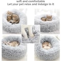 Miniatyrbillede 3 af 6: Rolig hundekat donut seng - 27,5 tommer fluffy plys hund hvalp killinger kæle seng rund seng, varm og blød kæledyr hyggelig anti-angst senge med skridsikker bund og Light Grey 70.00 x 70.00 x 20.00 cm (L x W x H)