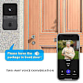 Miniatyrbillede 2 af 5: Trådløs fjernbetjent videodørklokke, smart videodørklokke hjemme intercom Hd nattesyn Wifi opladning, smart dørklokke, tovejs samtale, app-styring