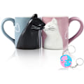 Miniatyrbilde 1 av 8: Gavekatt Kaffe Par Mugs Søte Morsomme Tekopper Sett Bryllupskrus for Bryllupsdekorasjoner Bryllupsgaver for Brud og Brudgom Kyss Matchende Gave f Black,white,blue,pink.